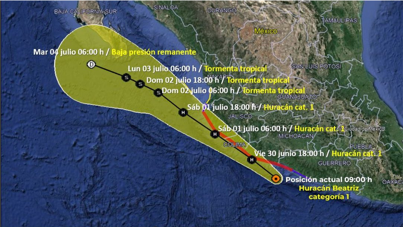 El huracán Beatriz amenaza las costas mexicanas con fuertes lluvias y vientos