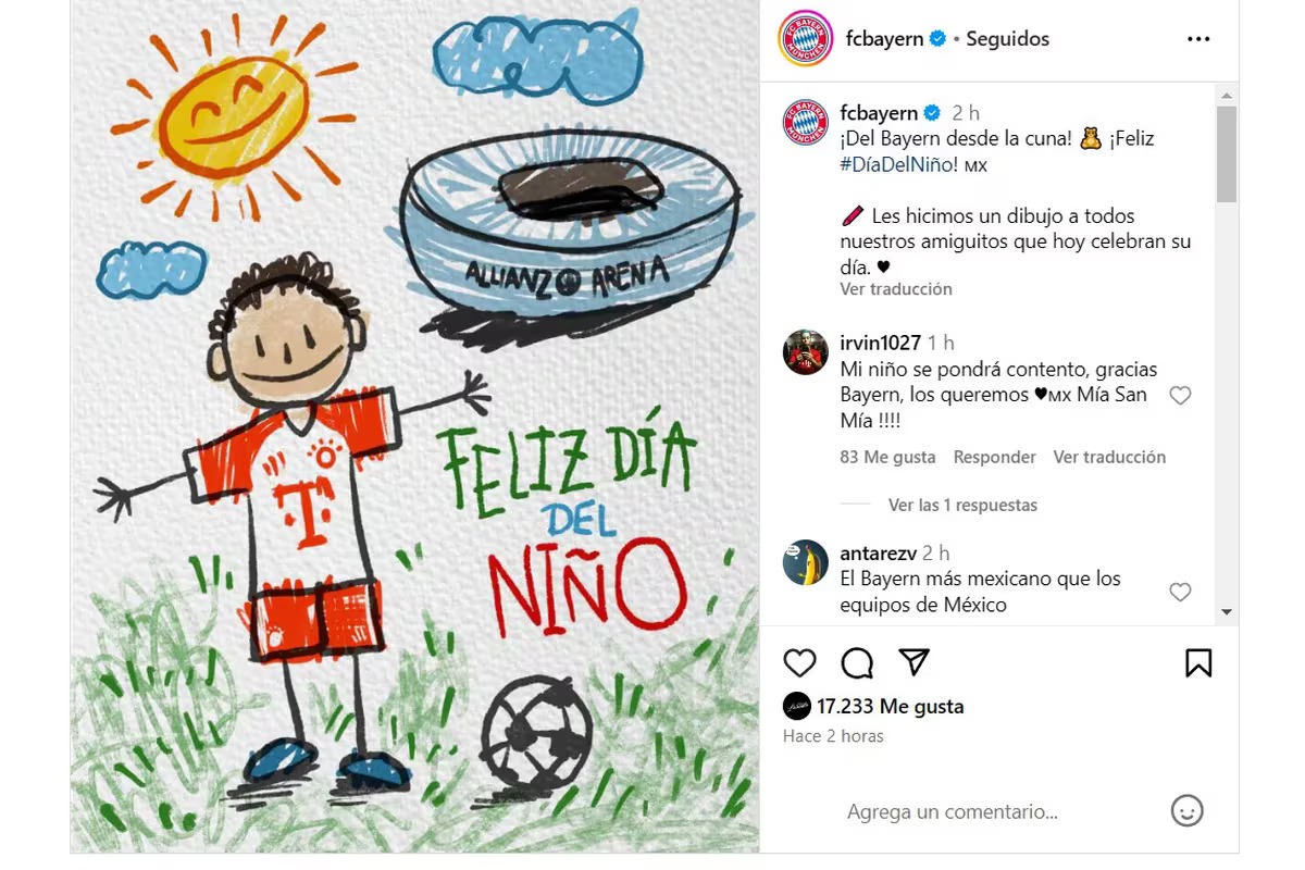 FC Bayern Múnich Celebra el Día del Niño en México con un Cálido Mensaje en Redes Sociales