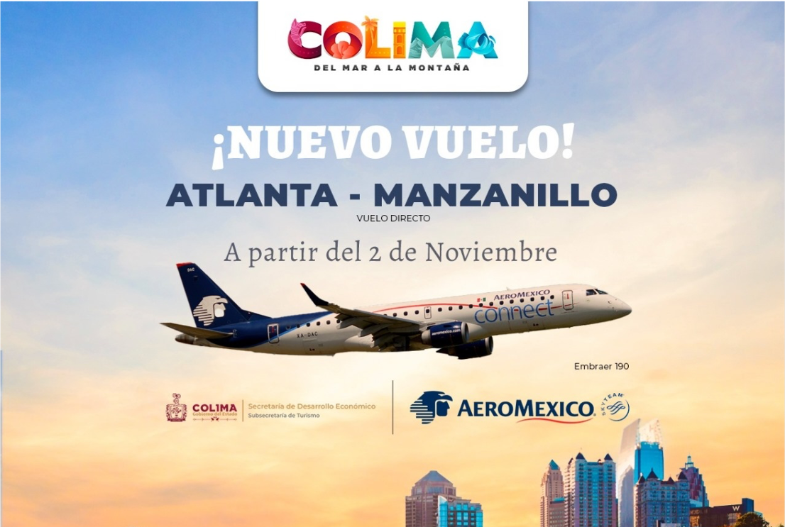 Colima estrena conexión aérea directa a Atlanta: Impulso para el turismo y la economía